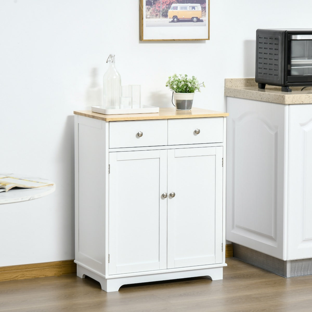 HOMCOM Modern Sideboard for Kitchen & Hallway Solid Wood Top