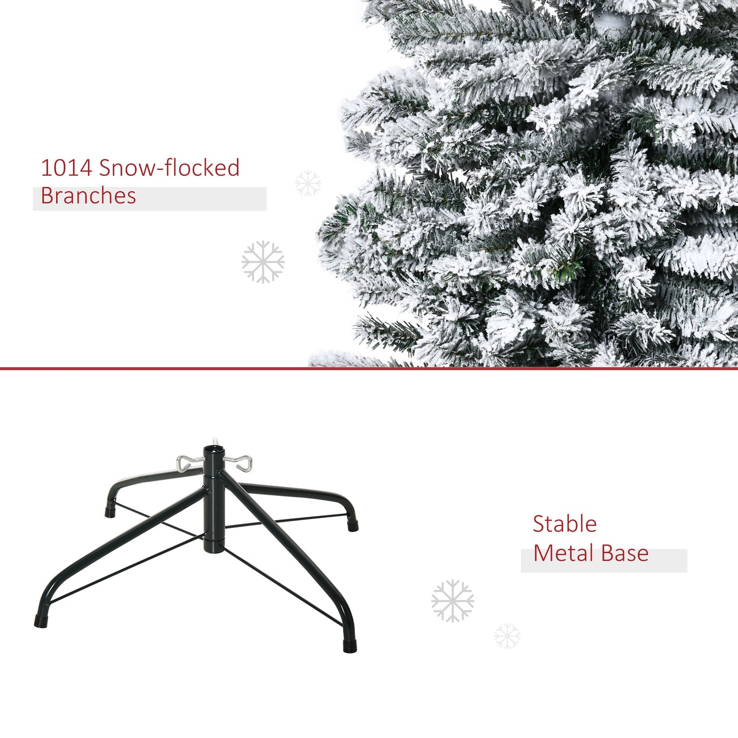 HOMCOM 9 Ft Slim Snow-Flocked Christmas Tree, Small Spaces