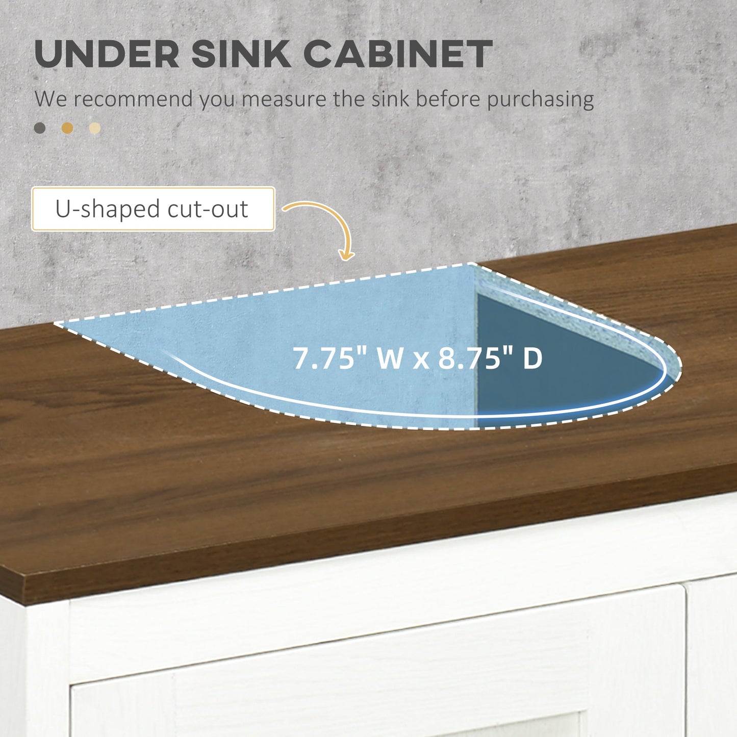 kleankin Sleek Under-Sink Bathroom Cabinet, Adjustable Shelf
