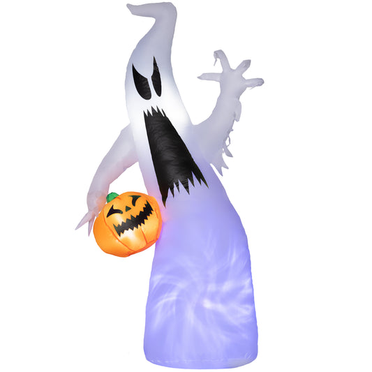 HOMCOM Halloween Yard Inflatable Ghost with Pumpkin, LED