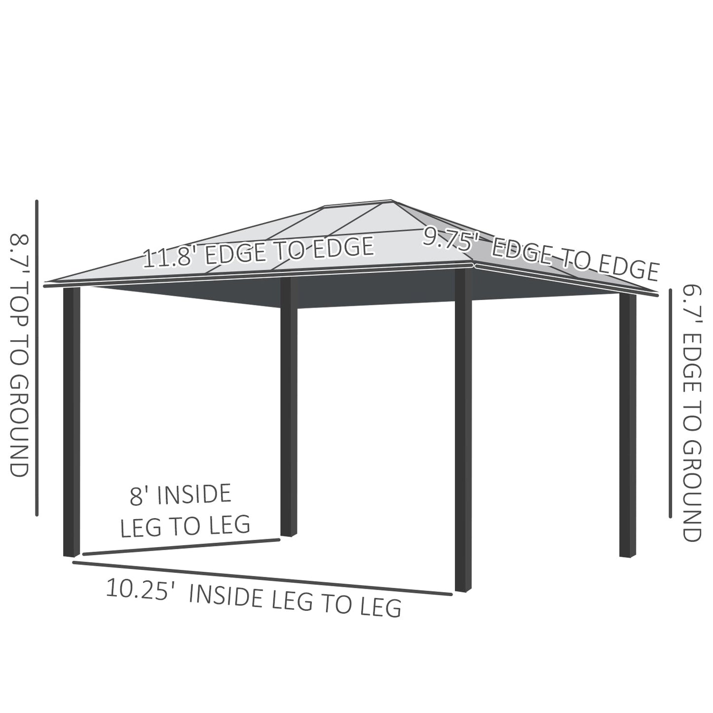 Outsunny Hardtop Gazebo for Patio with Polycarbonate Roof