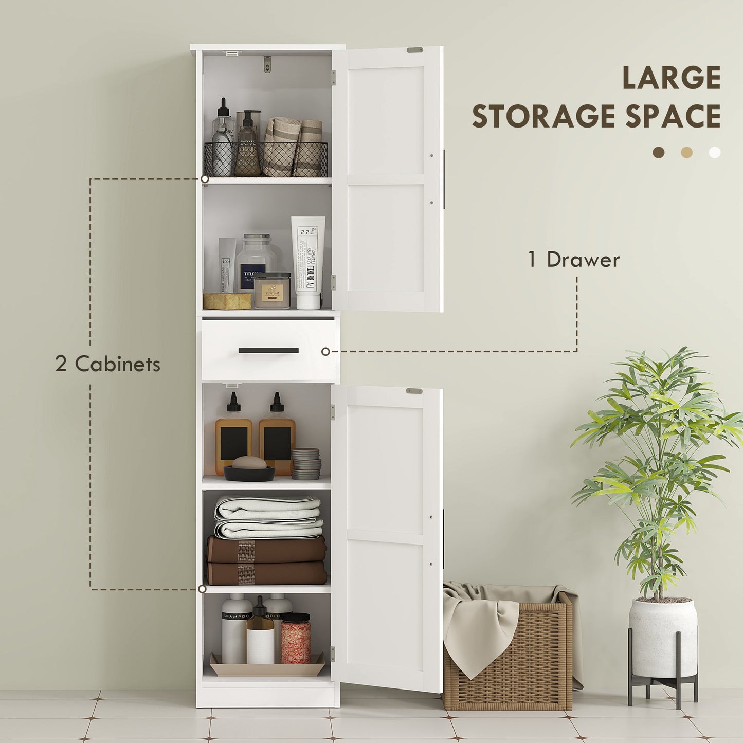 HOMCOM Farmhouse Tall Bathroom Linen Cabinet with Barn Doors