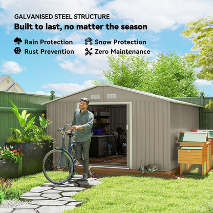 Outsunny Metal Garden Storage Shed with Double-Locking Doors