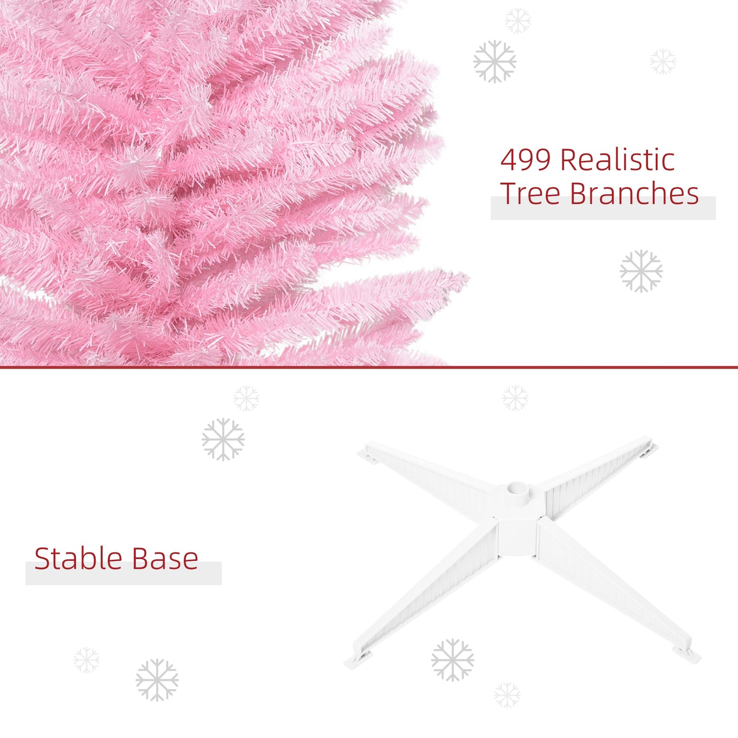 HOMCOM 7 Ft Pink Slim Pencil Christmas Tree, Small Spaces