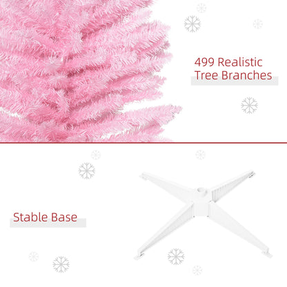 HOMCOM 7 Ft Pink Slim Pencil Christmas Tree, Small Spaces