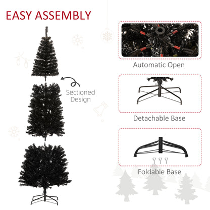 HOMCOM Black 8ft Pencil Christmas Tree for Holidays, Stand