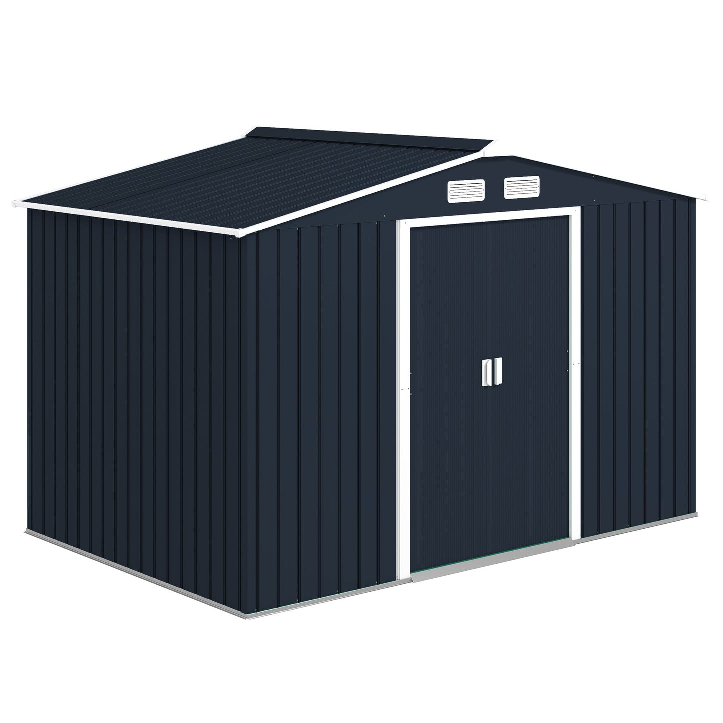 Outsunny 9x6 Steel Backyard Storage Shed with Foundation Kit