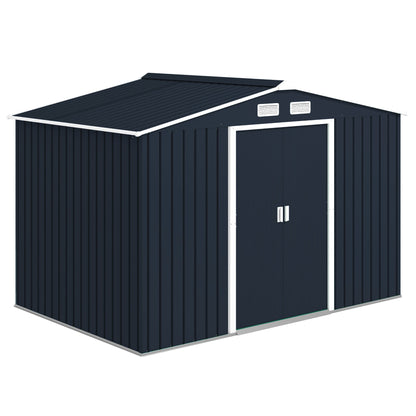 Outsunny 9x6 Steel Backyard Storage Shed with Foundation Kit