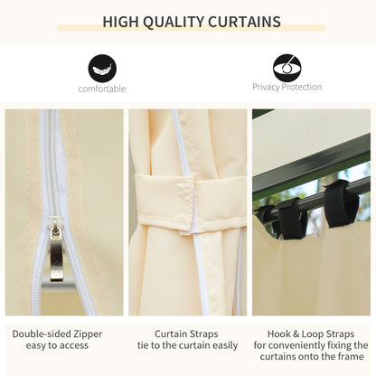 Outsunny 10x13 Cream Gazebo for Patio Vented Roof & Curtains