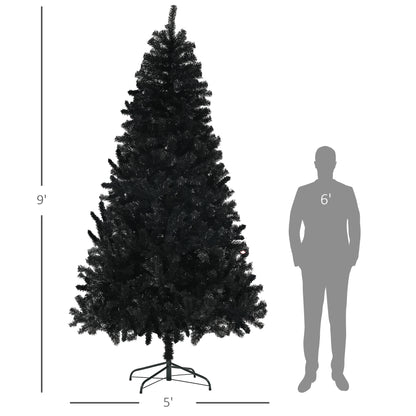 HOMCOM Black 9ft Christmas Tree for Holiday Decor, Auto-Open