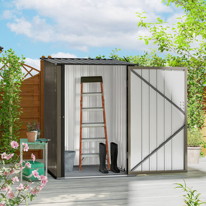 Outsunny Lean-To Patio Shed, Lockable Galvanized Steel